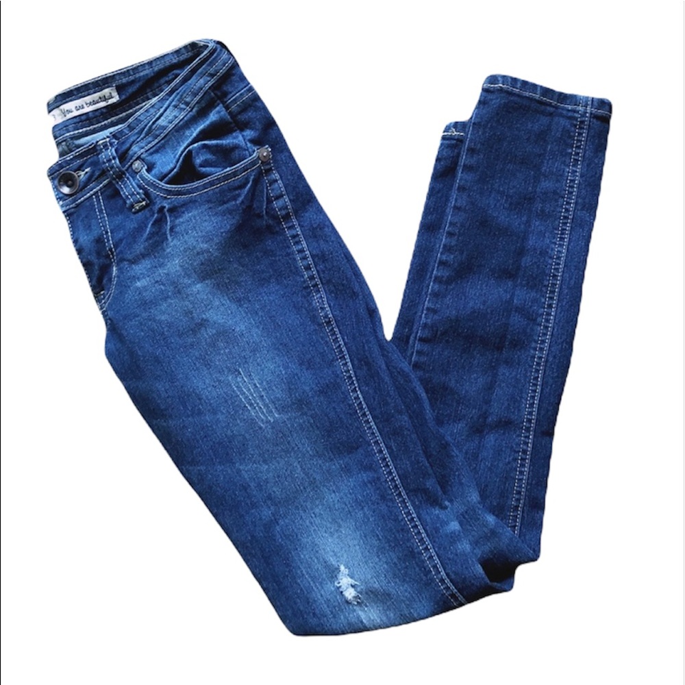 Dollhouse You are Beautiful Blue Skinny Destress Denim